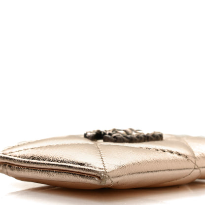 Chanel Metallic Lambskin Quilted Chanel 19 Card Holder Gold 7 of 9