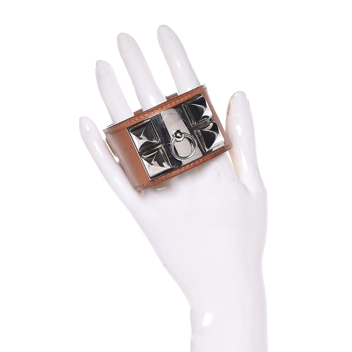 Hermes Barenia Collier De Chien CDC Bracelet L Fauve 2 of 8
