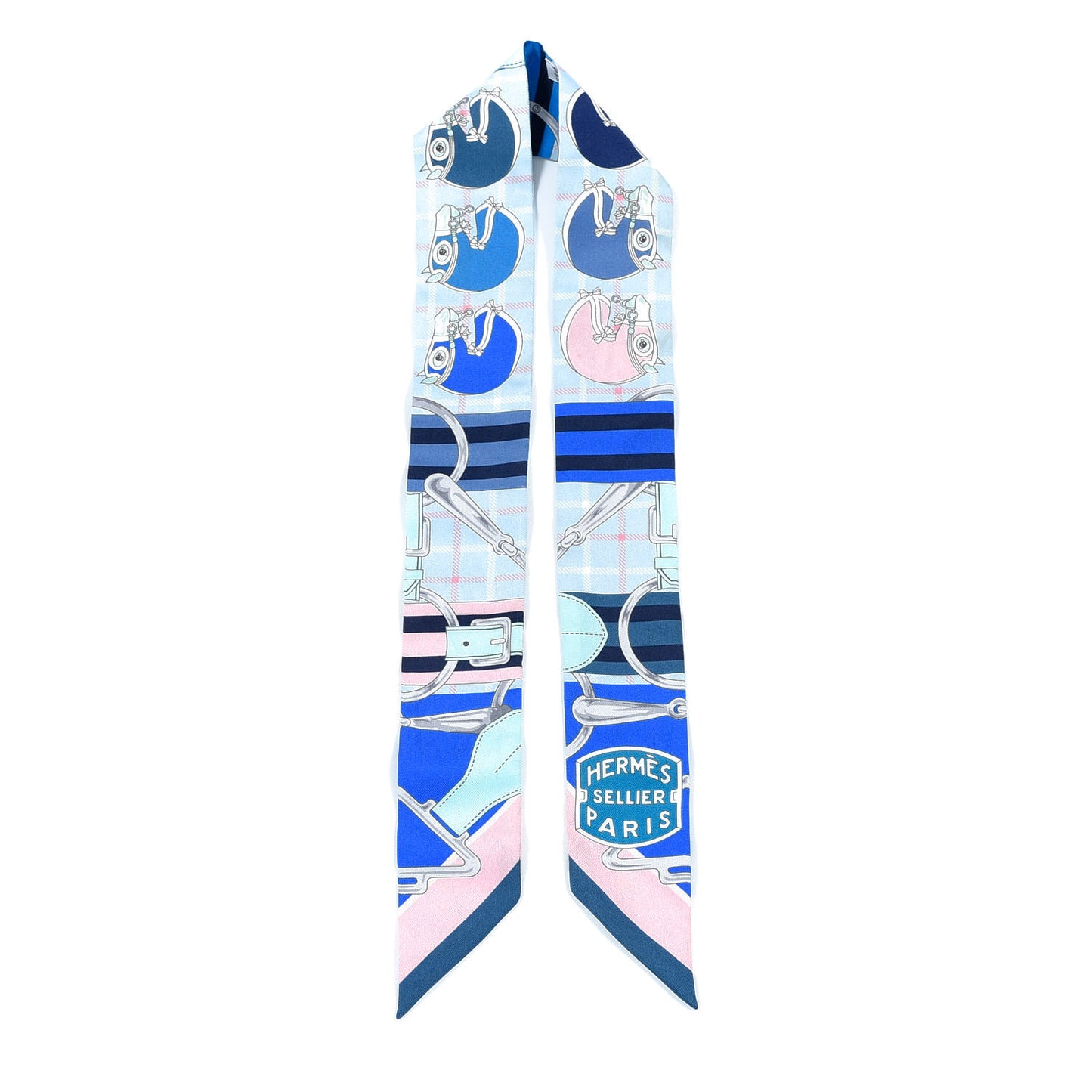 Silk Tatersale Twilly Petrole Ciel Rose Poudre