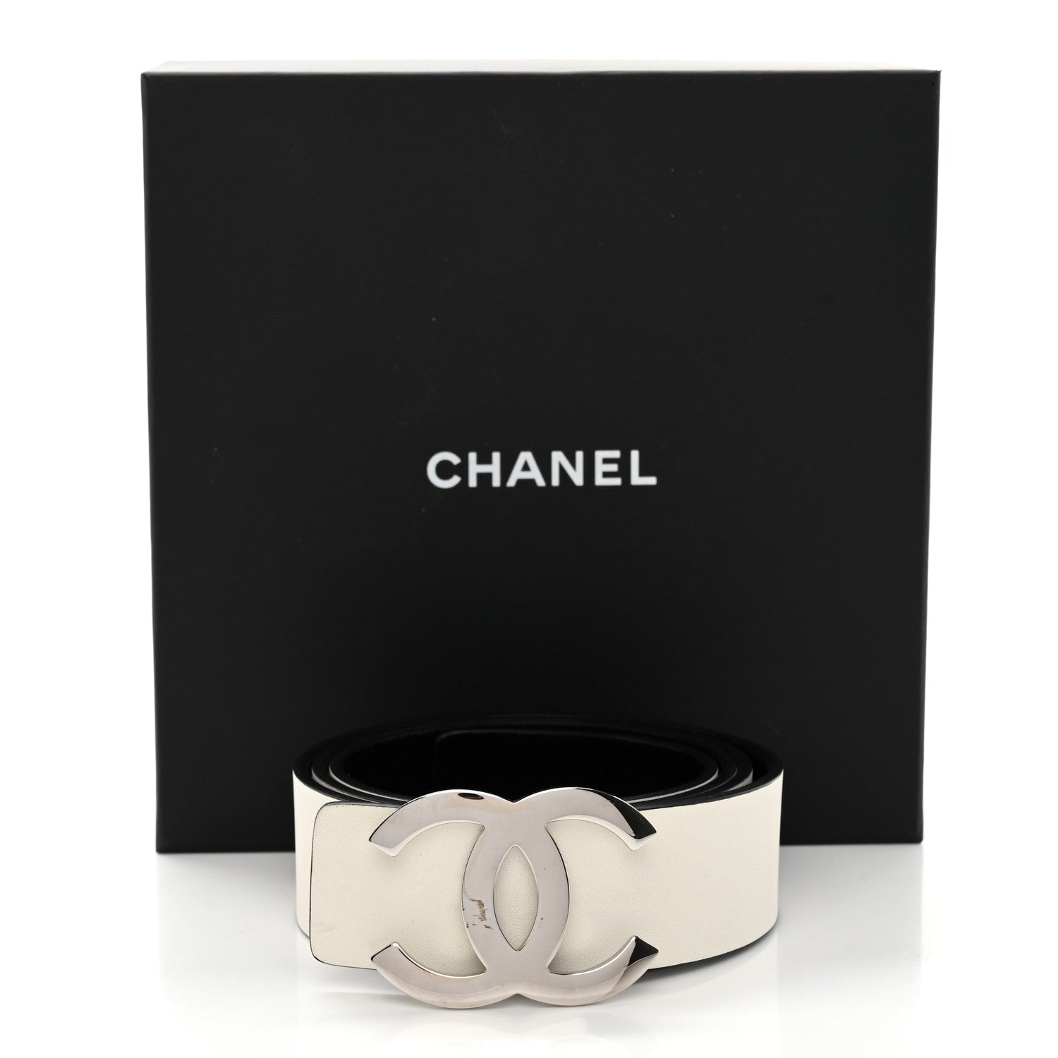 Chanel Calfskin CC Reversible Belt 95 38 Black White 6 of 6