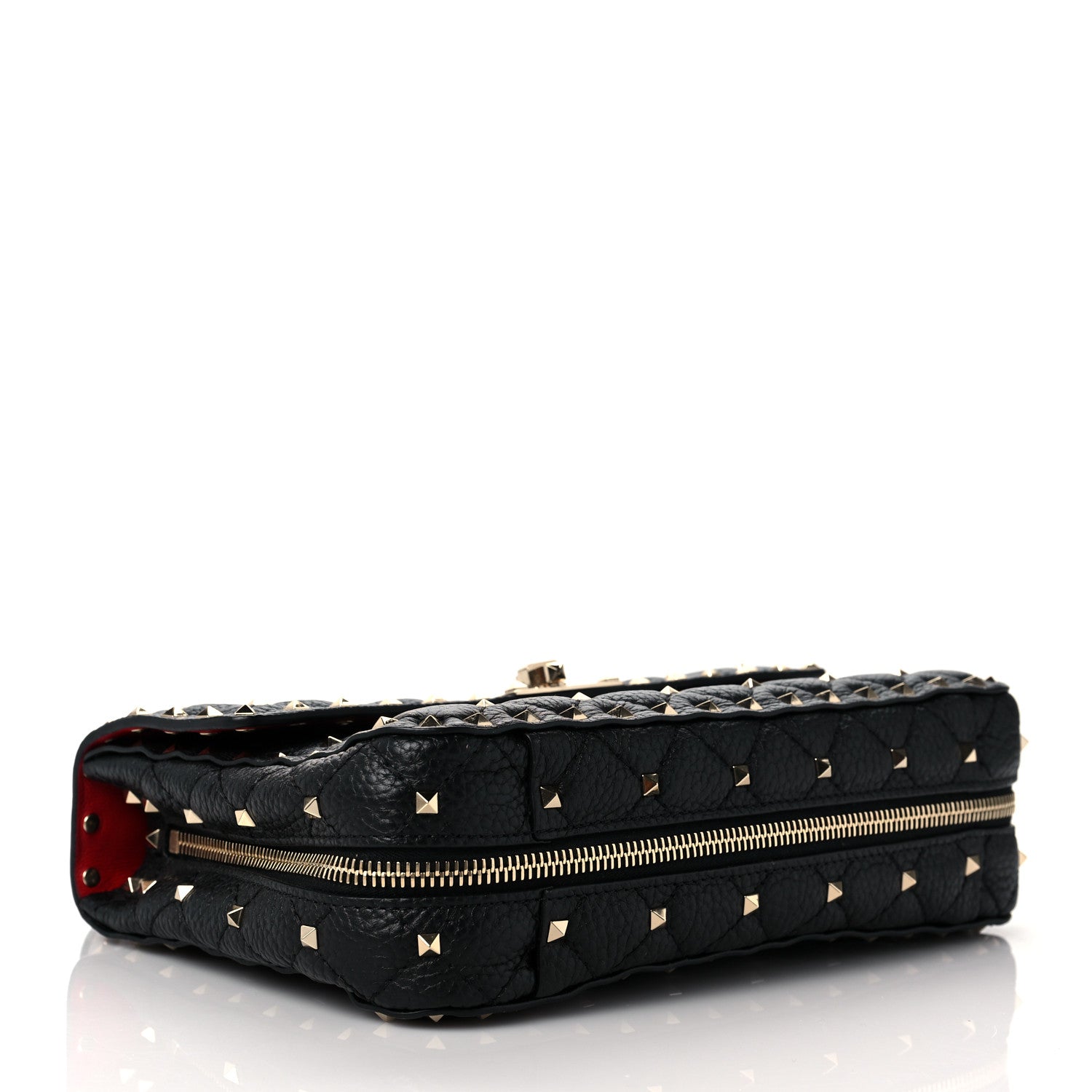 Valentino Garavani Grained Calfskin Medium Rockstud Spike Shoulder Bag Black White 3 of 7