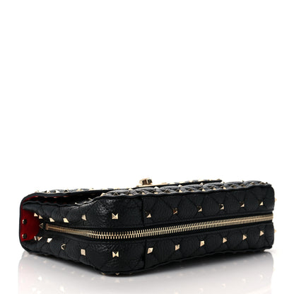 Valentino Garavani Grained Calfskin Medium Rockstud Spike Shoulder Bag Black White 3 of 7