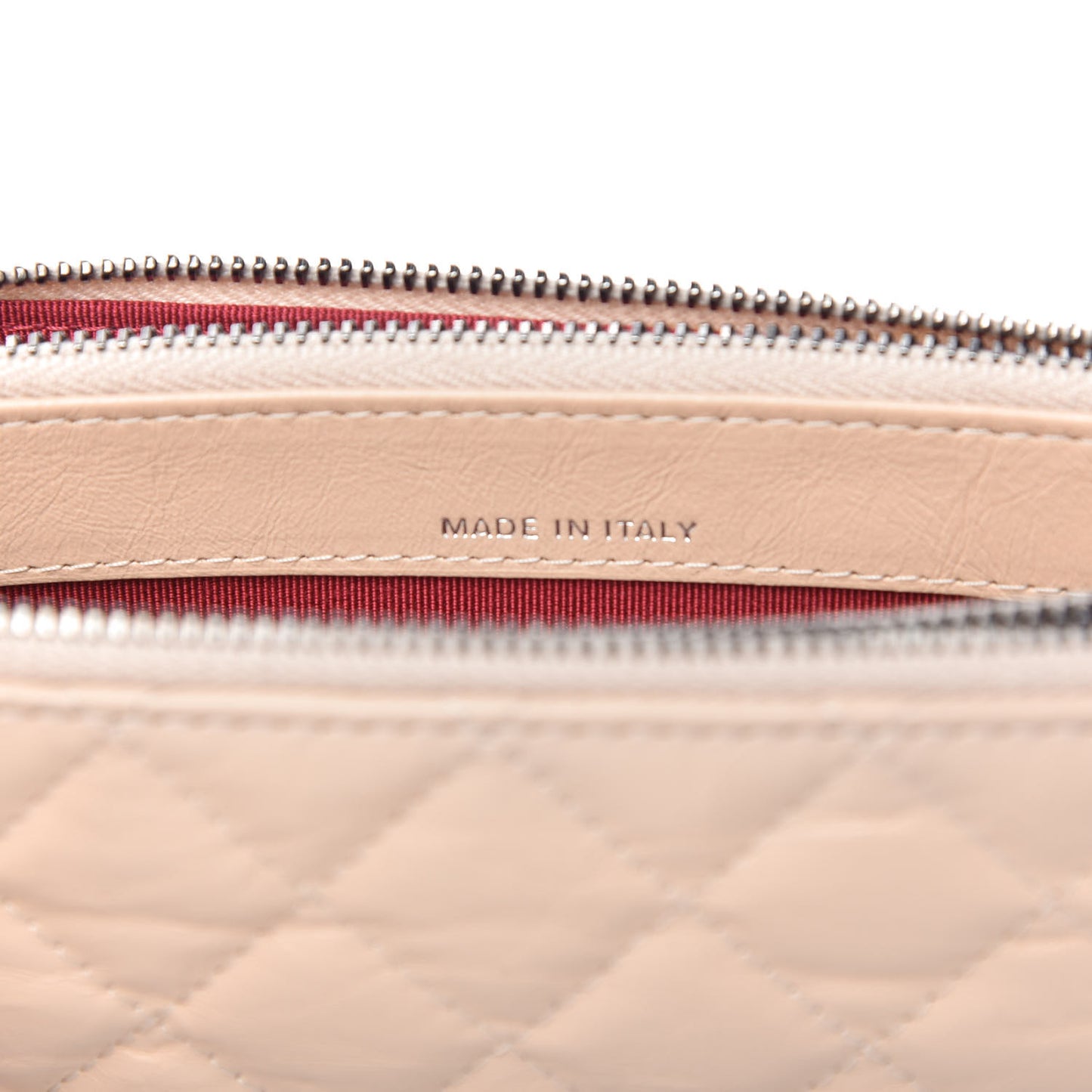 Aged Calfskin Quilted Small Gabrielle Clutch With Chain Beige Black