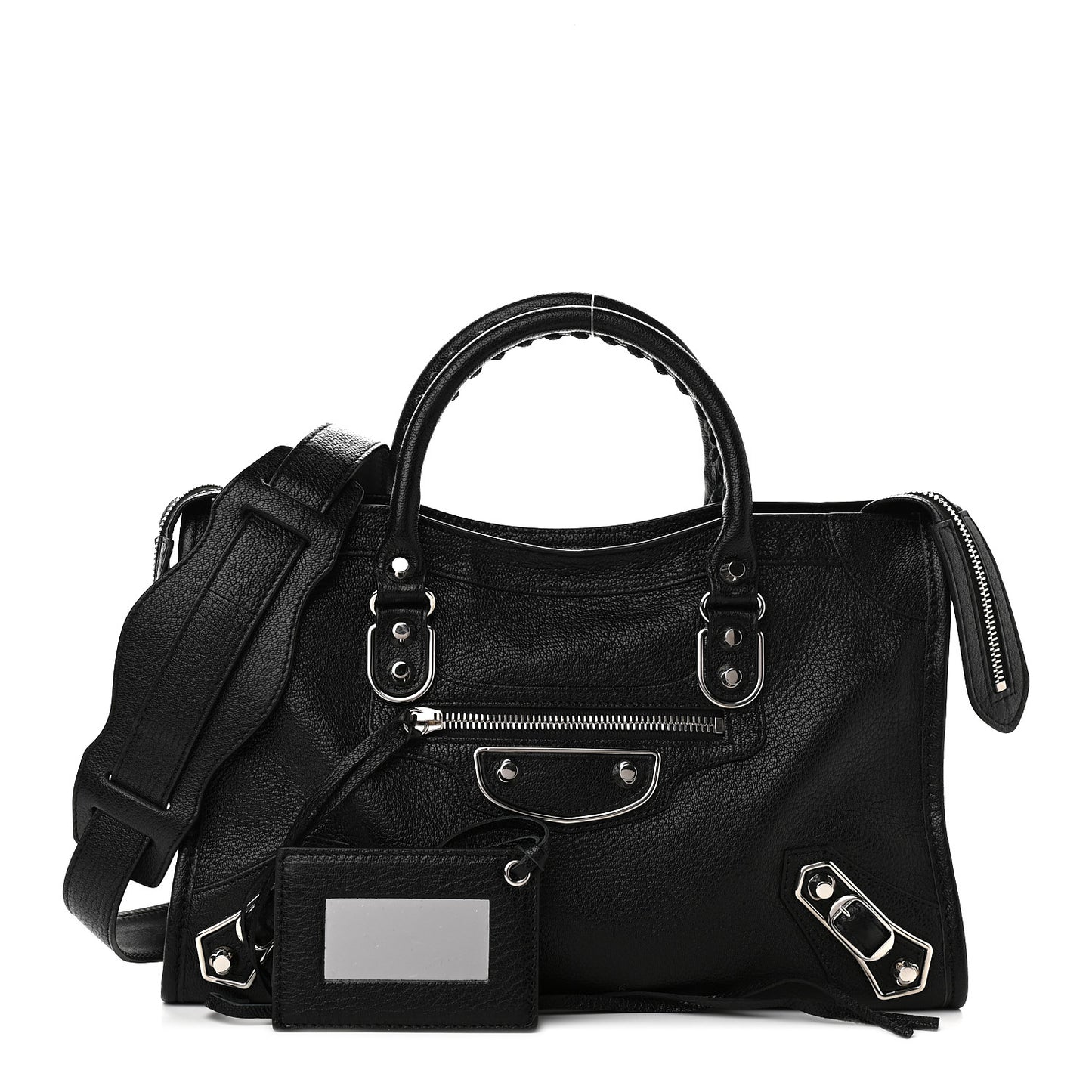 Chevre Silver Metallic Edge Hardware S City Black