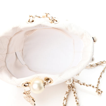 Chanel Lambskin Quilted Pearl Mini About Pearls Drawstring Bag White 5 of 9