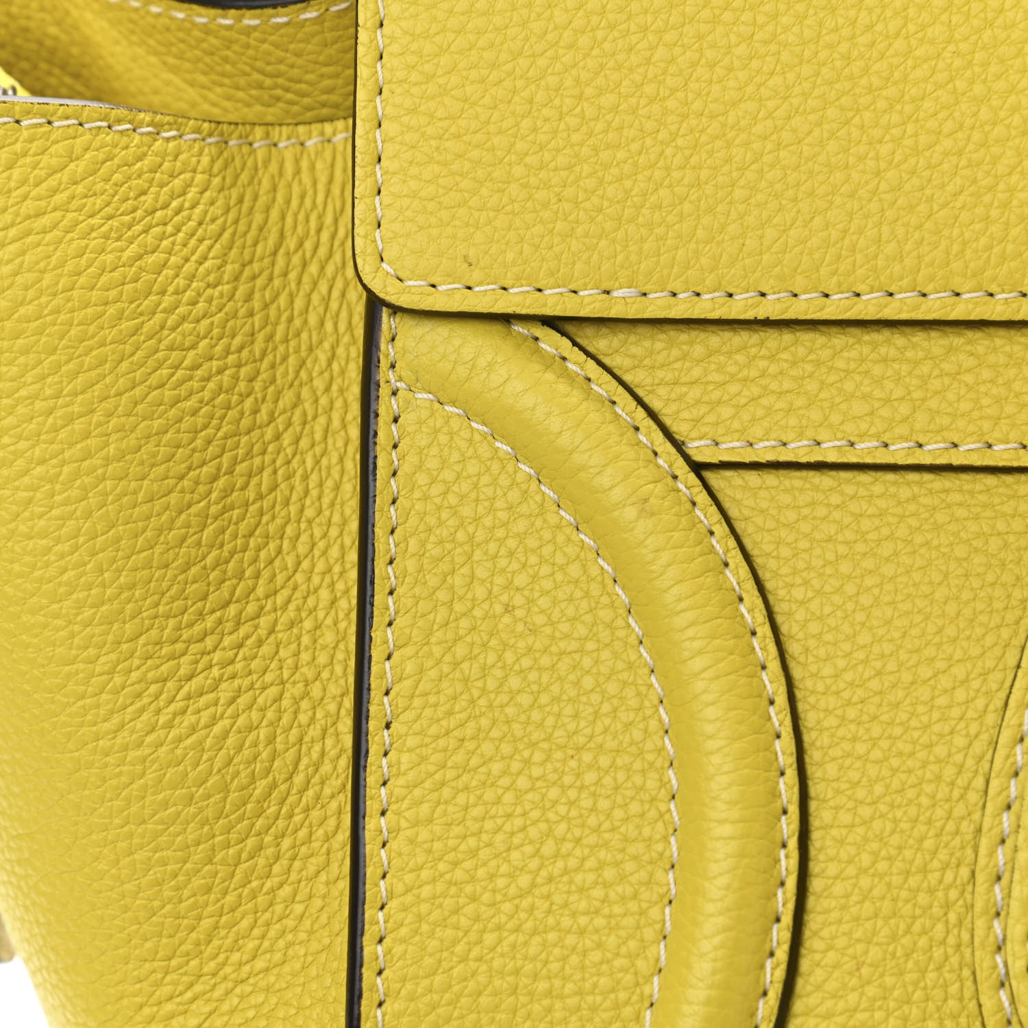 Celine Drummed Calfskin Mini Luggage Citron 12 of 13