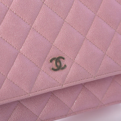 Chanel Iridescent Caviar Quilted Wallet on Chain WOC Rose Pink 8 of 12
