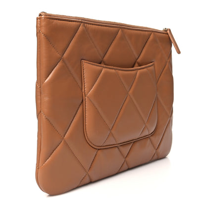 Chanel Goatskin Quilted Large Chanel 19 Pouch Brown 3 of 10