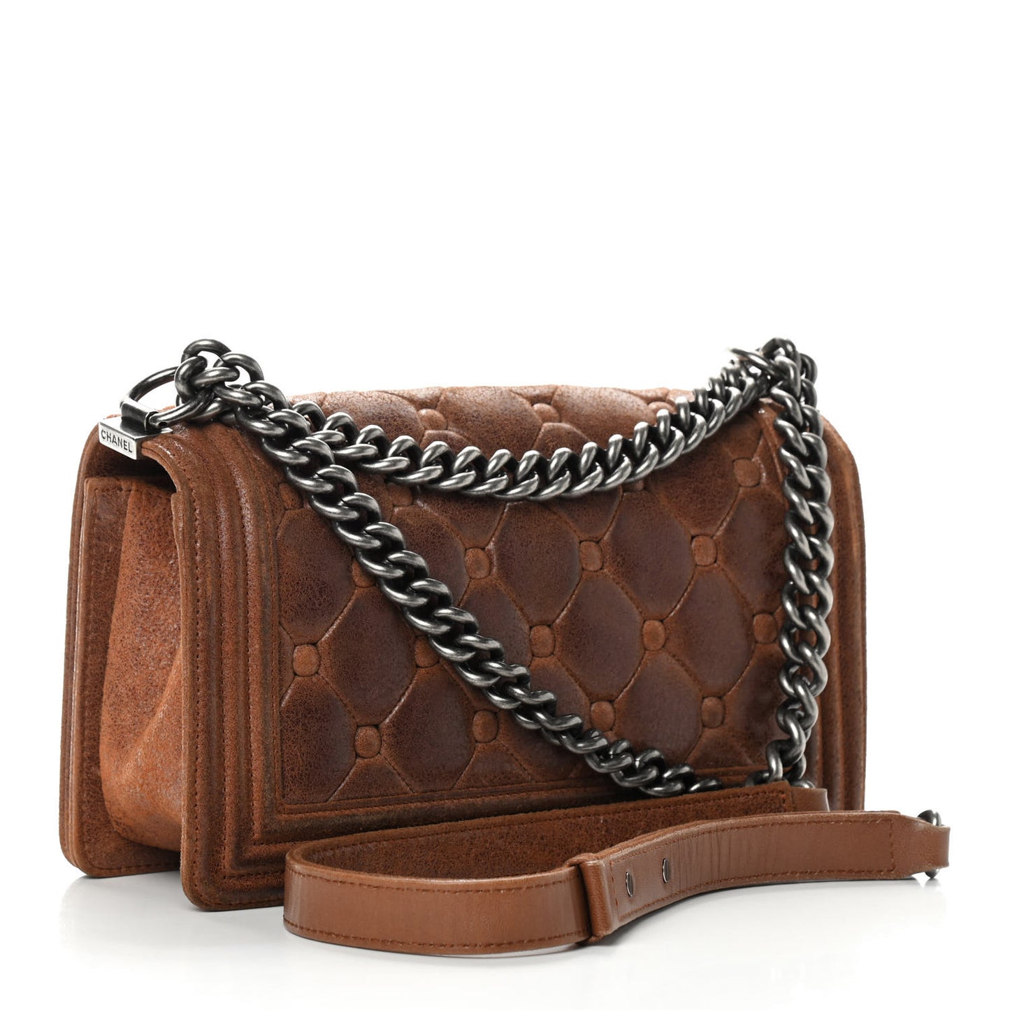 Goatskin Chesterfield Quilted Medium Celtic Boy Flap Brown