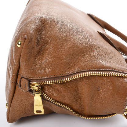 Miu Miu Goatskin Madras Zip Tote Brandy 15 of 21