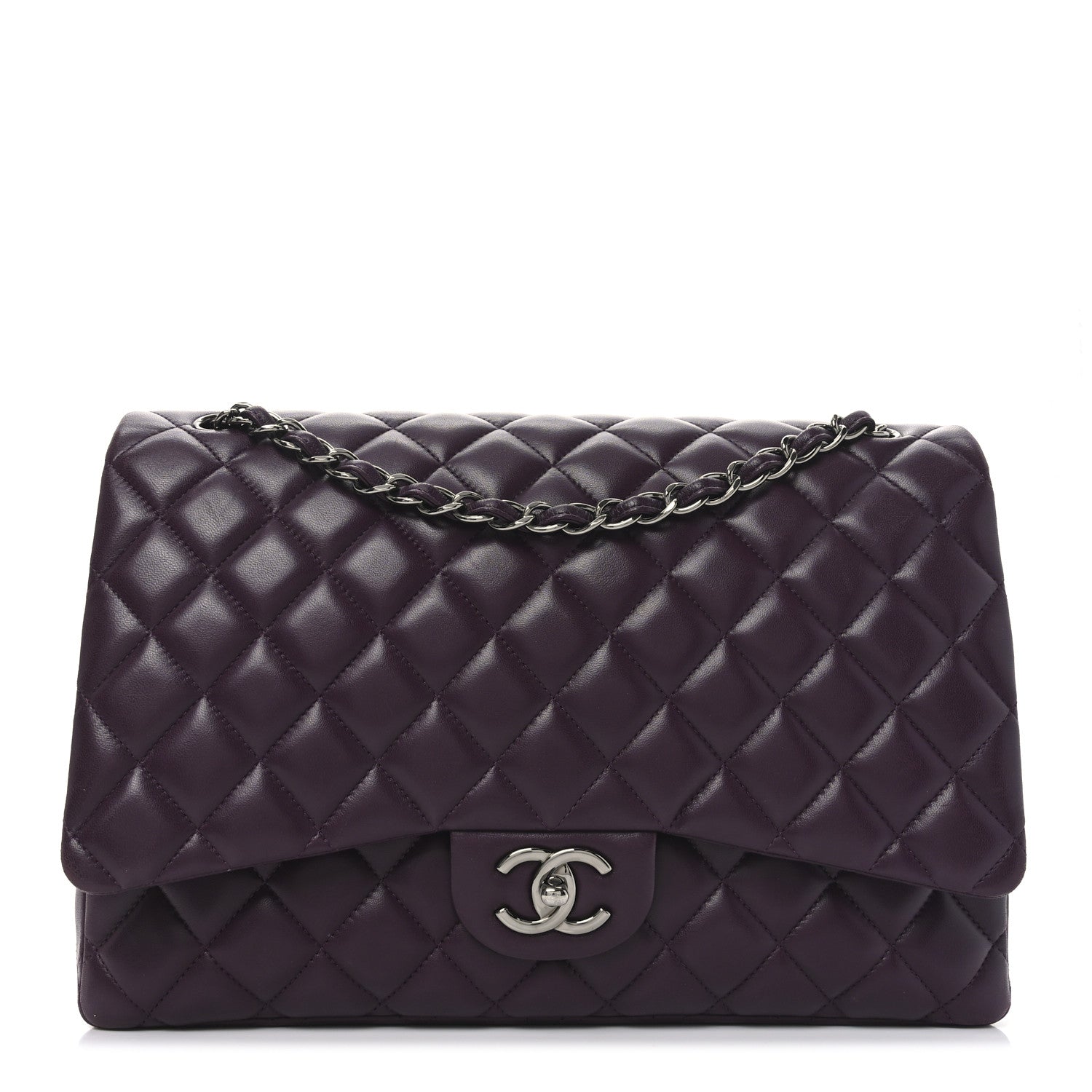 Chanel Lambskin Quilted Maxi Double Flap Plum 1 of 10