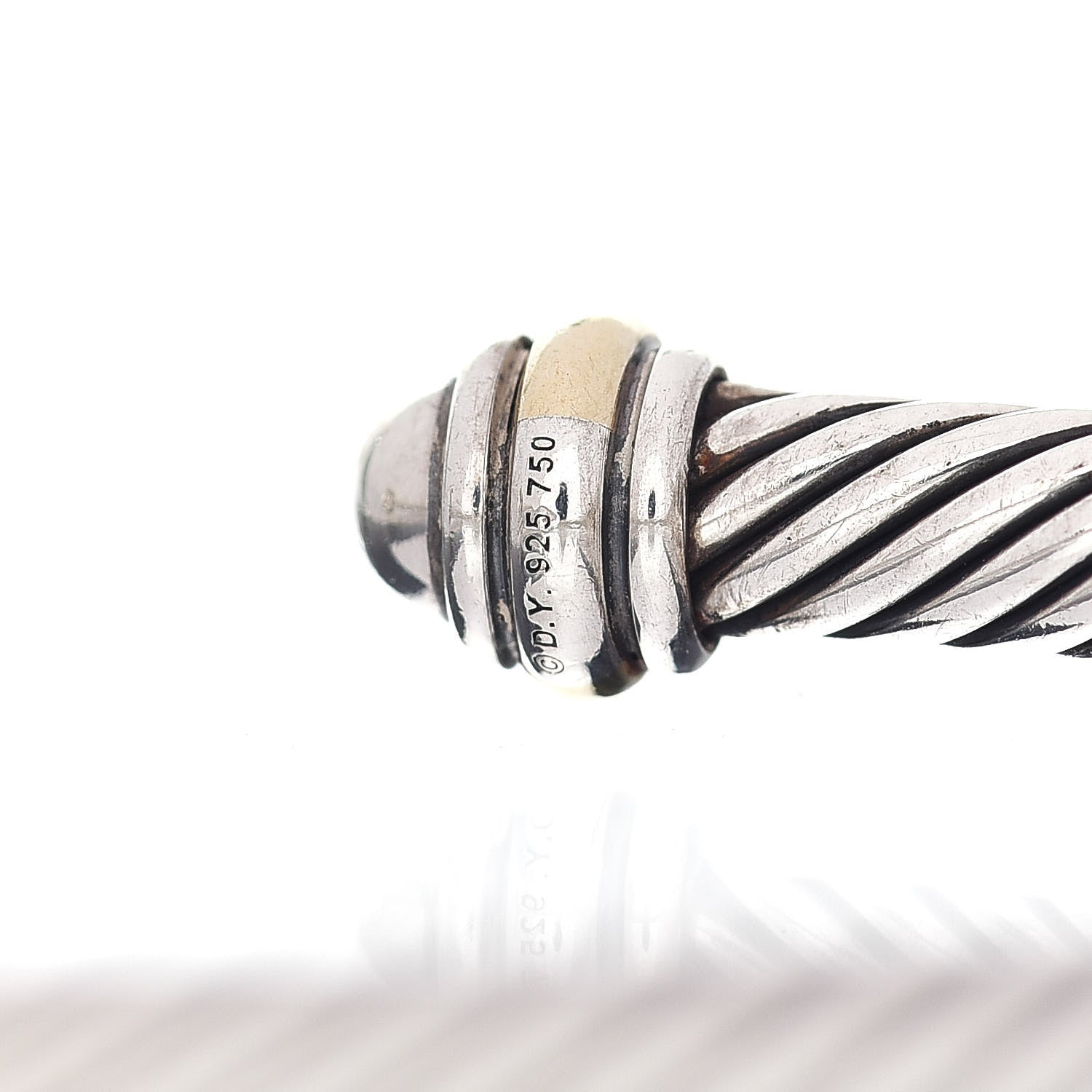 David Yurman Sterling Silver 18K Yellow Gold 4mm Cable Classics Bracelet 4 of 4