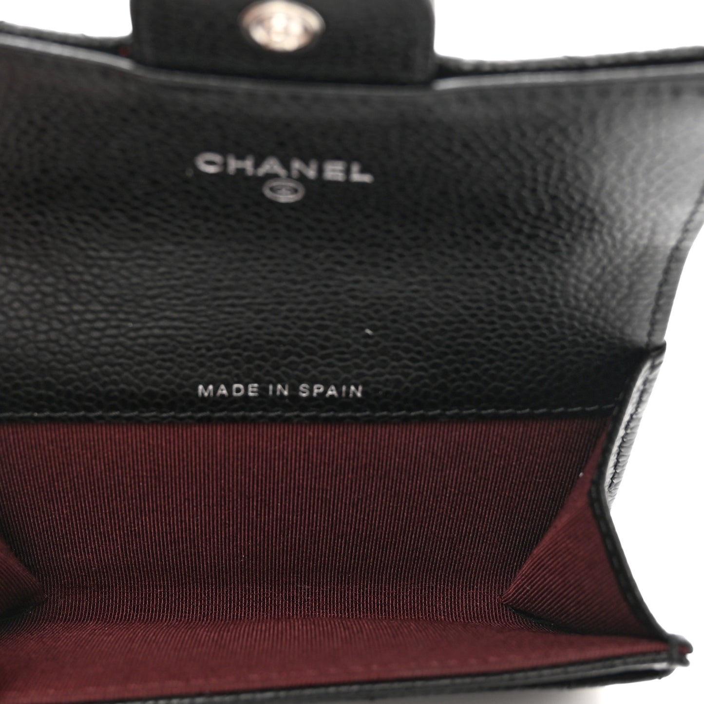 Caviar Quilted Flap Card Holder Wallet Black