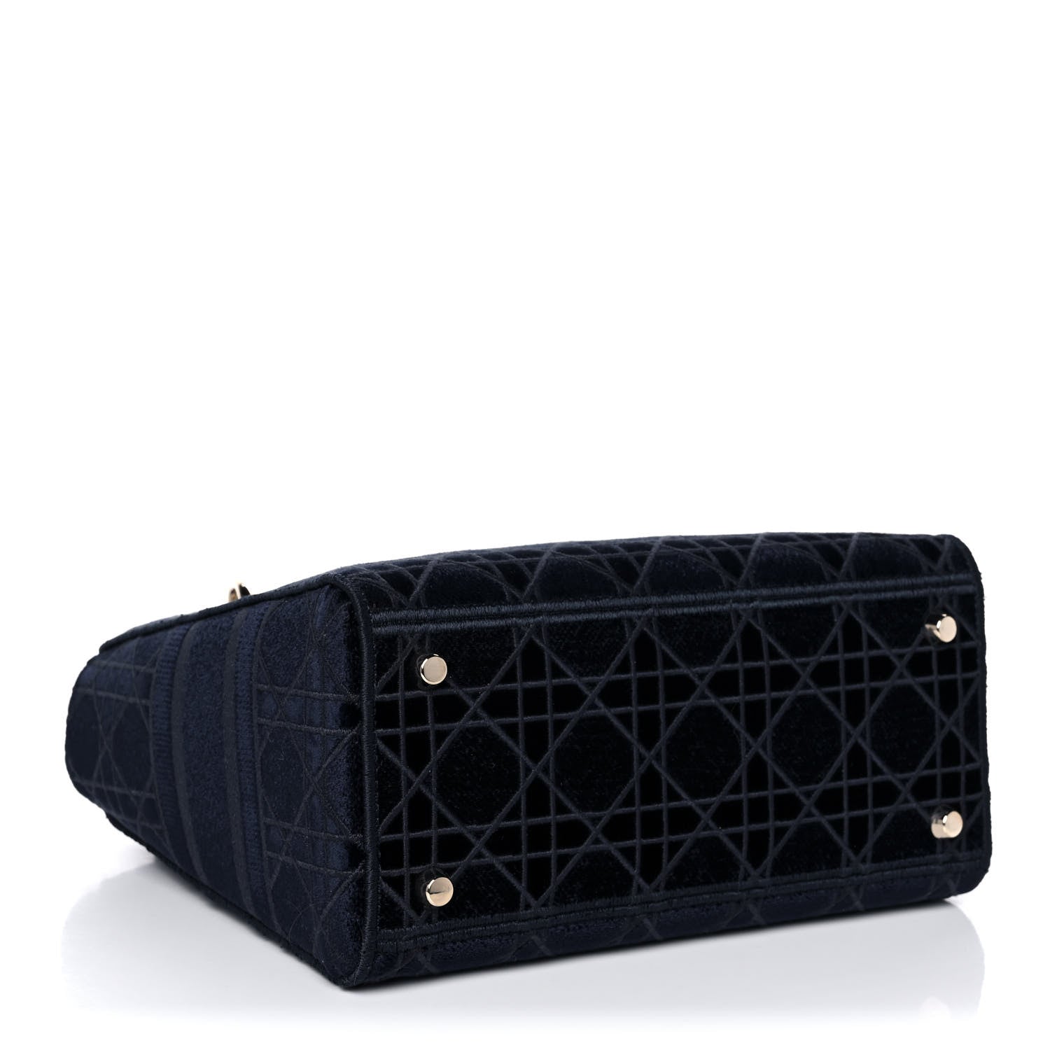 Christian Dior Velvet Cannage Medium Lady D-Lite Blue 4 of 13