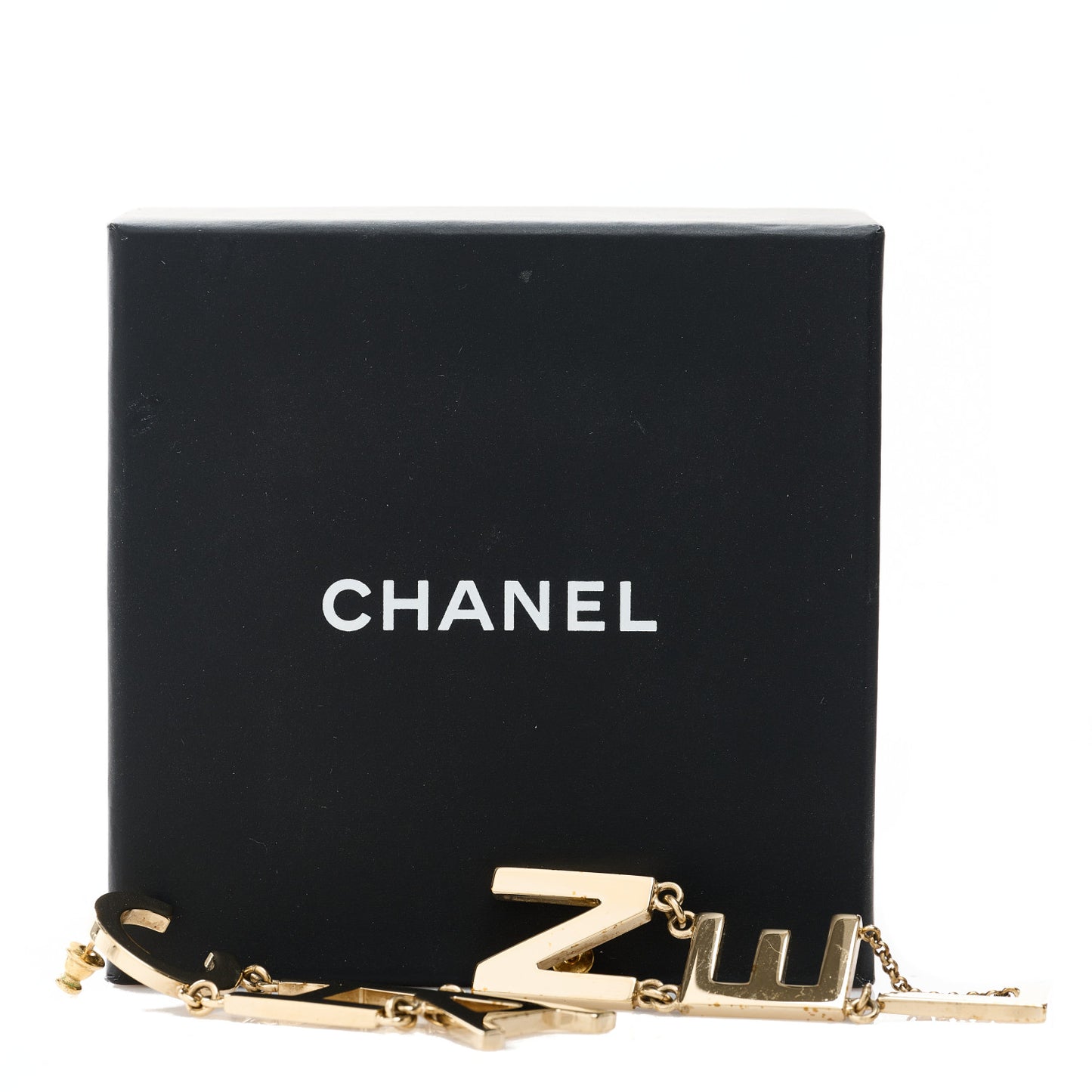 Metal Cha-Nel Logo Drop Earrings Gold