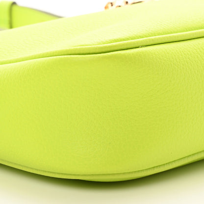 Versace Grained Calfskin Medusa Shoulder Bag Lime 9 of 10
