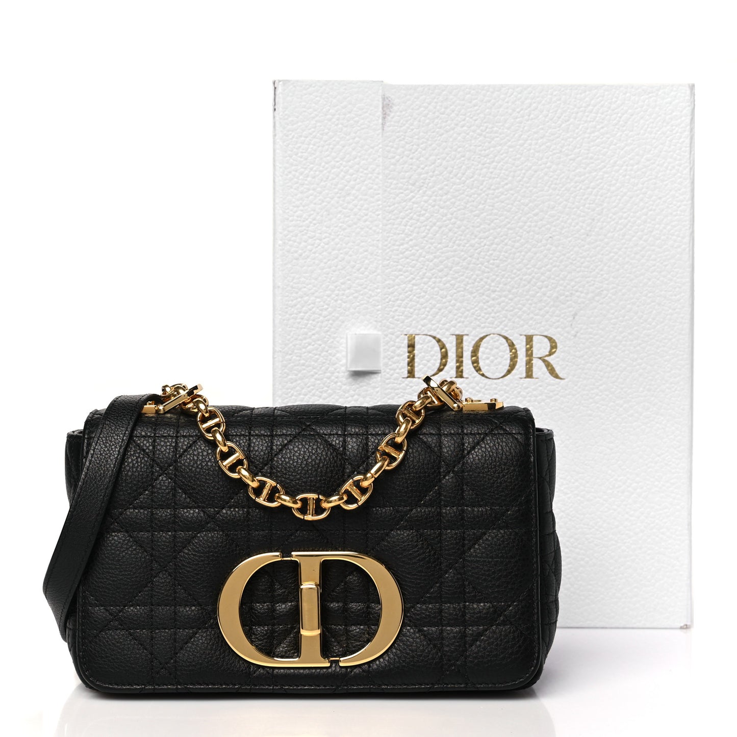 Calfskin Cannage Small Caro Bag Black