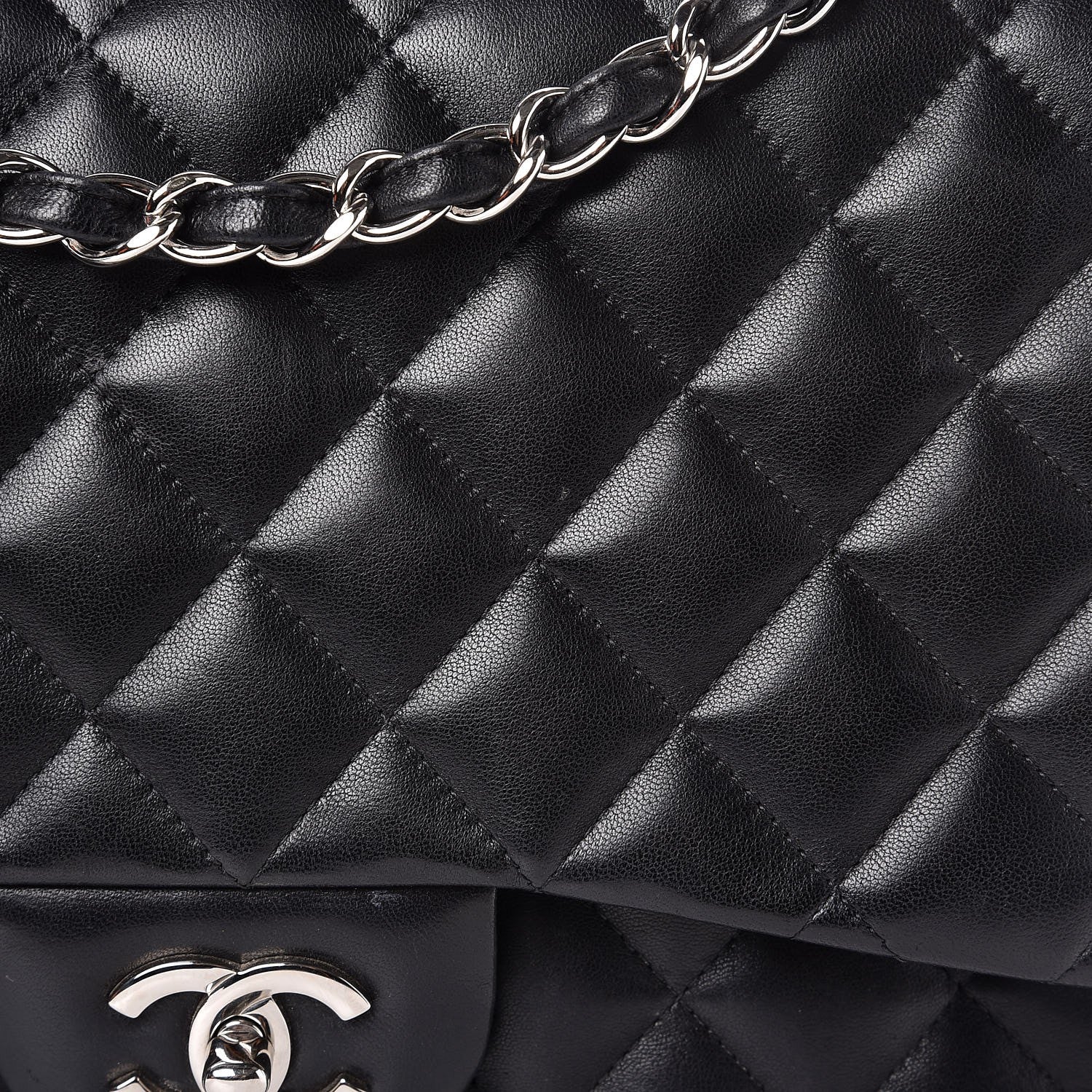 Chanel Lambskin Quilted Jumbo Single Flap Black 11 of 12