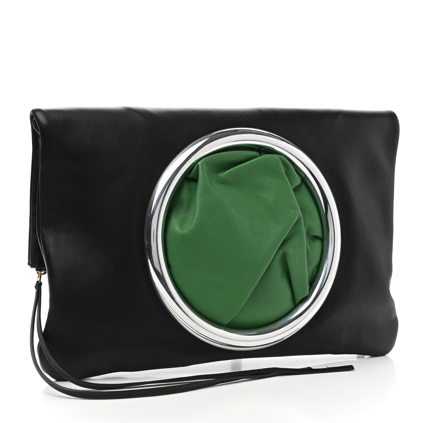 Calfskin Folded Clutch Black Grass
