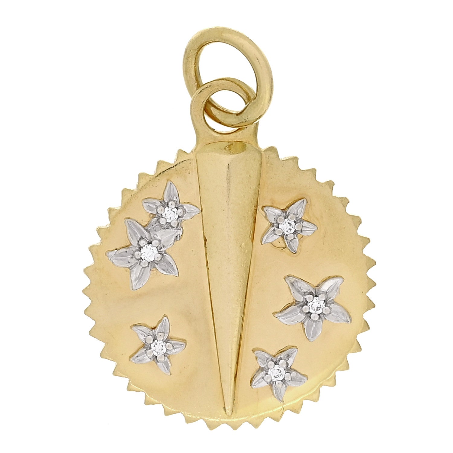 Foundrae 18K Yellow Gold Diamond Baby Resilience Medallion Pendant 1 of 3
