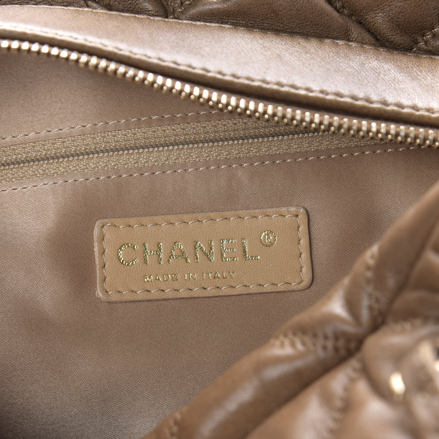 Lambskin Bubble Quilt Bowler Dark Beige