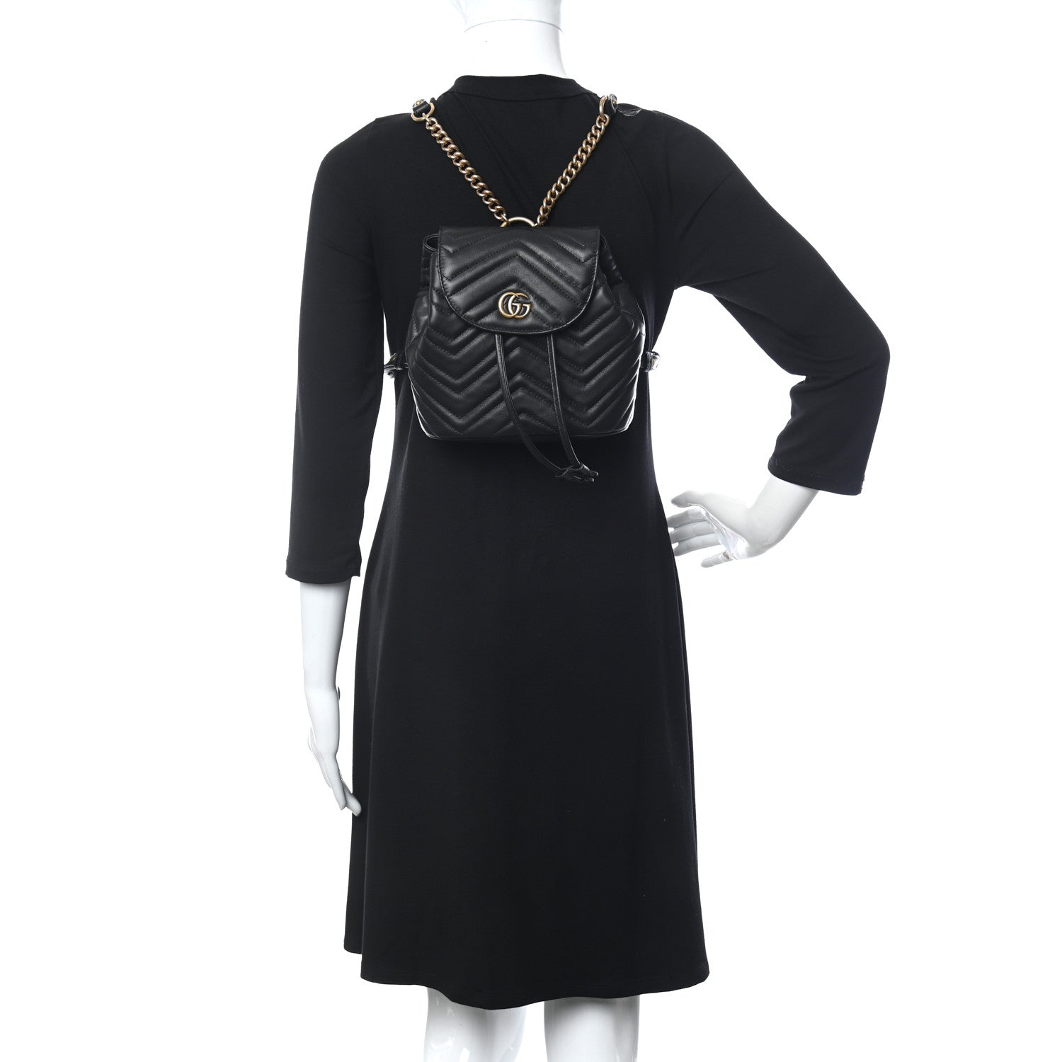 Gucci Calfskin Matelasse GG Marmont Flap Backpack Black 2 of 13