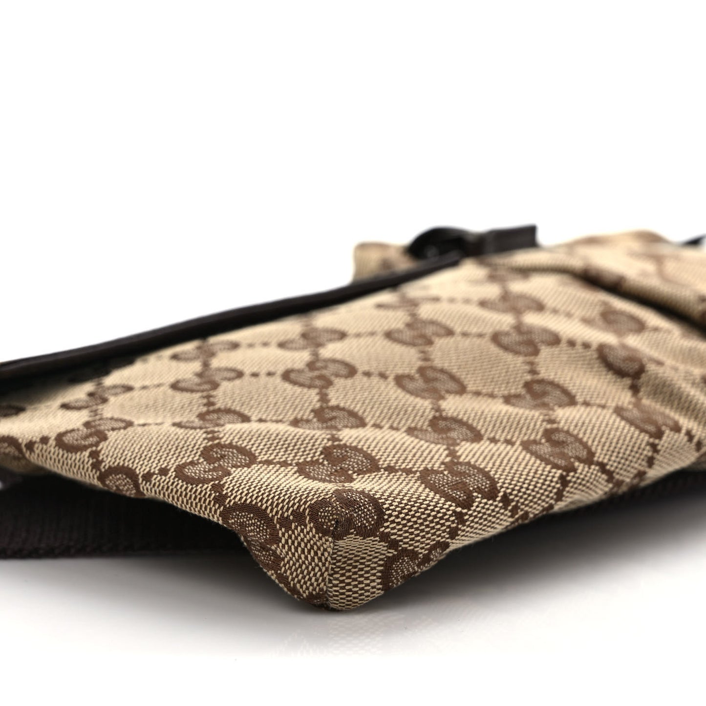 GG Monogram Double Pocket Belt Bag Dark Brown