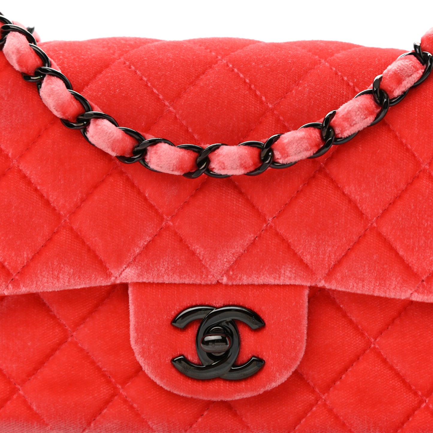 Velvet Quilted Mini Rectangular Flap Coral