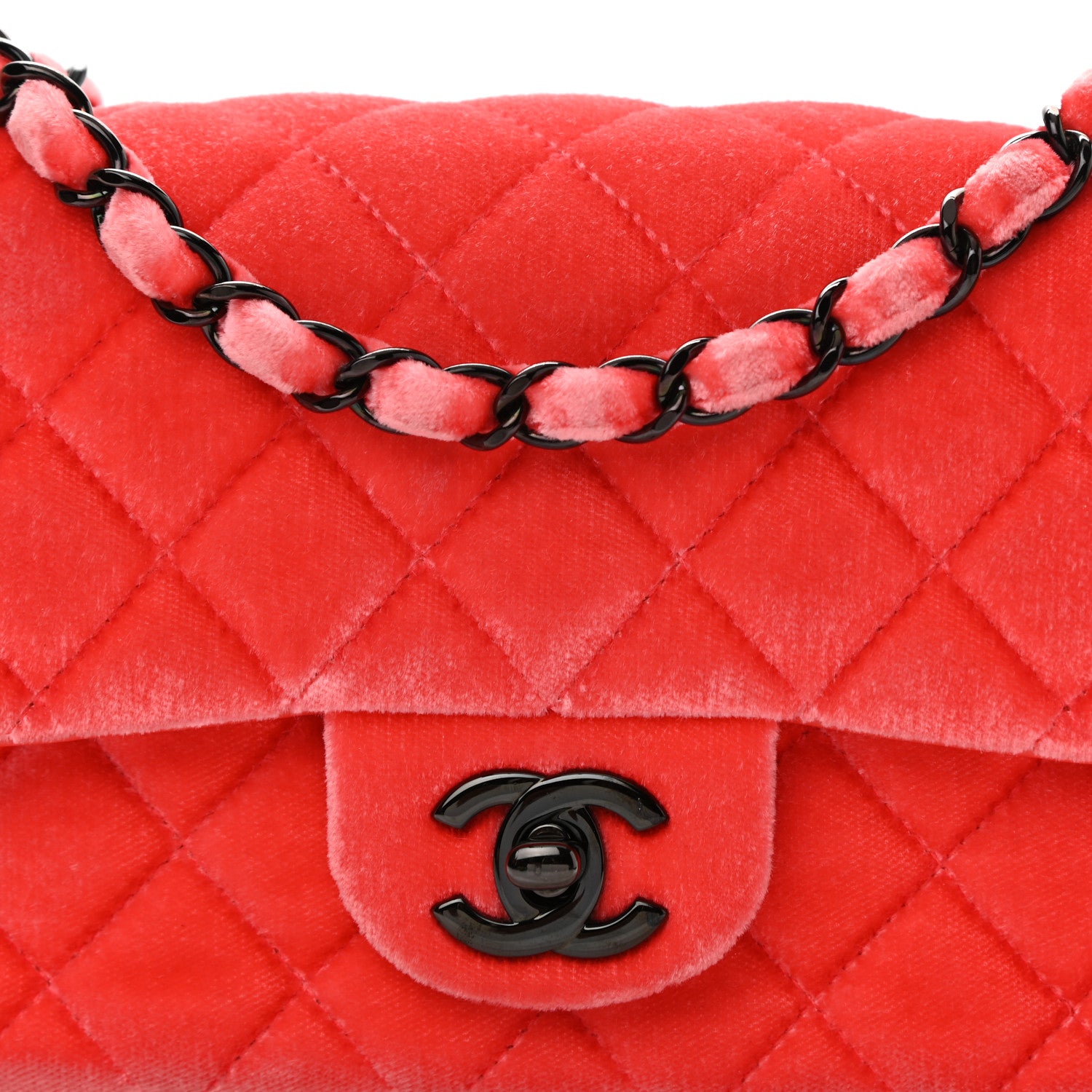 Chanel Velvet Quilted Mini Rectangular Flap Coral 8 of 10