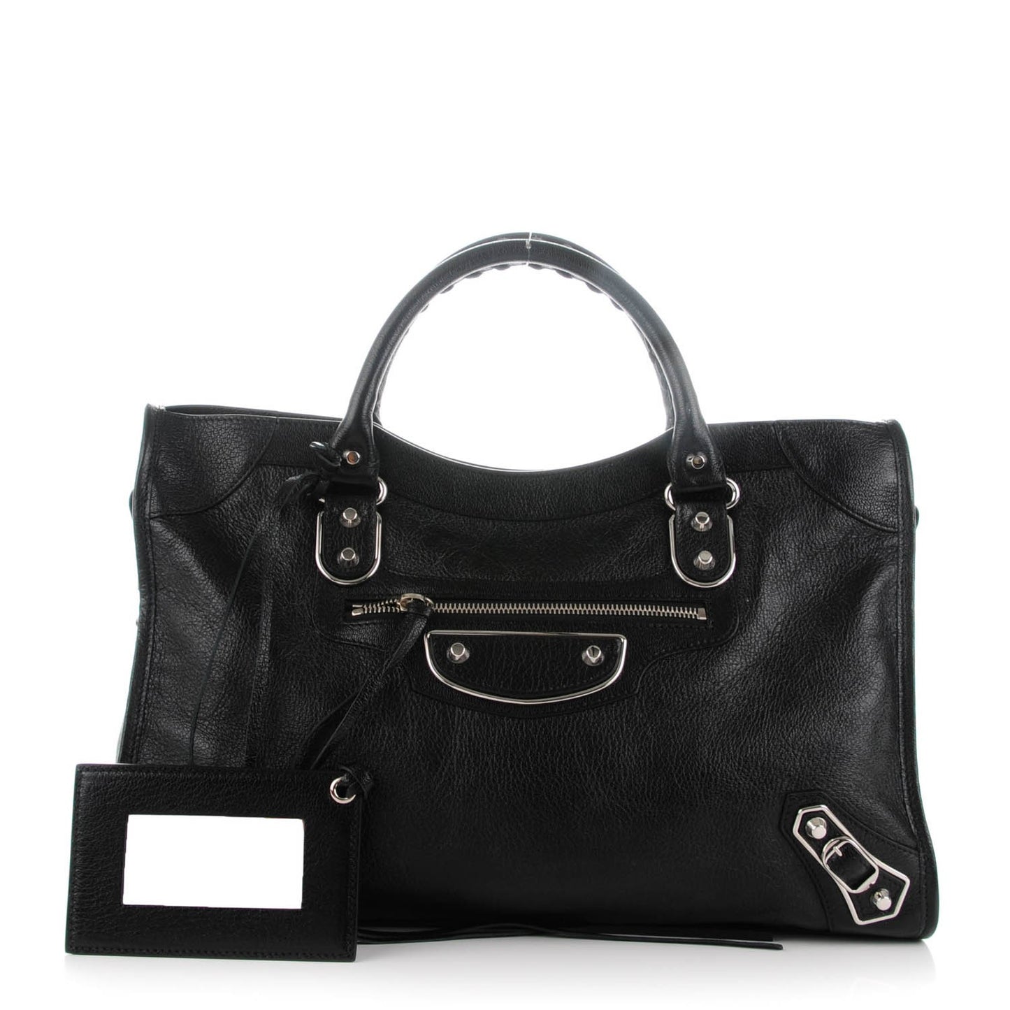 Chevre Silver Metallic Edge Hardware City Black