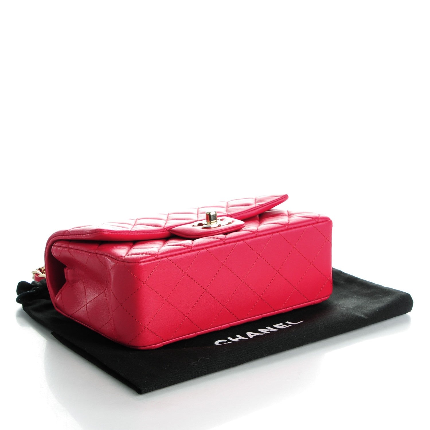Chanel Lambskin Quilted Mini Rectangular Flap Dark Pink 4 of 8