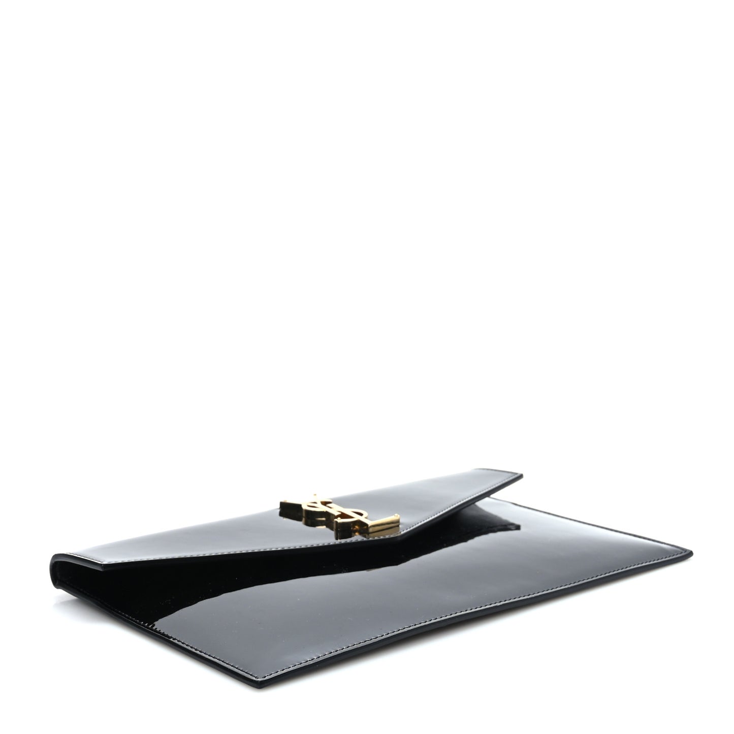 Patent Calfskin Monogram Uptown Clutch Black