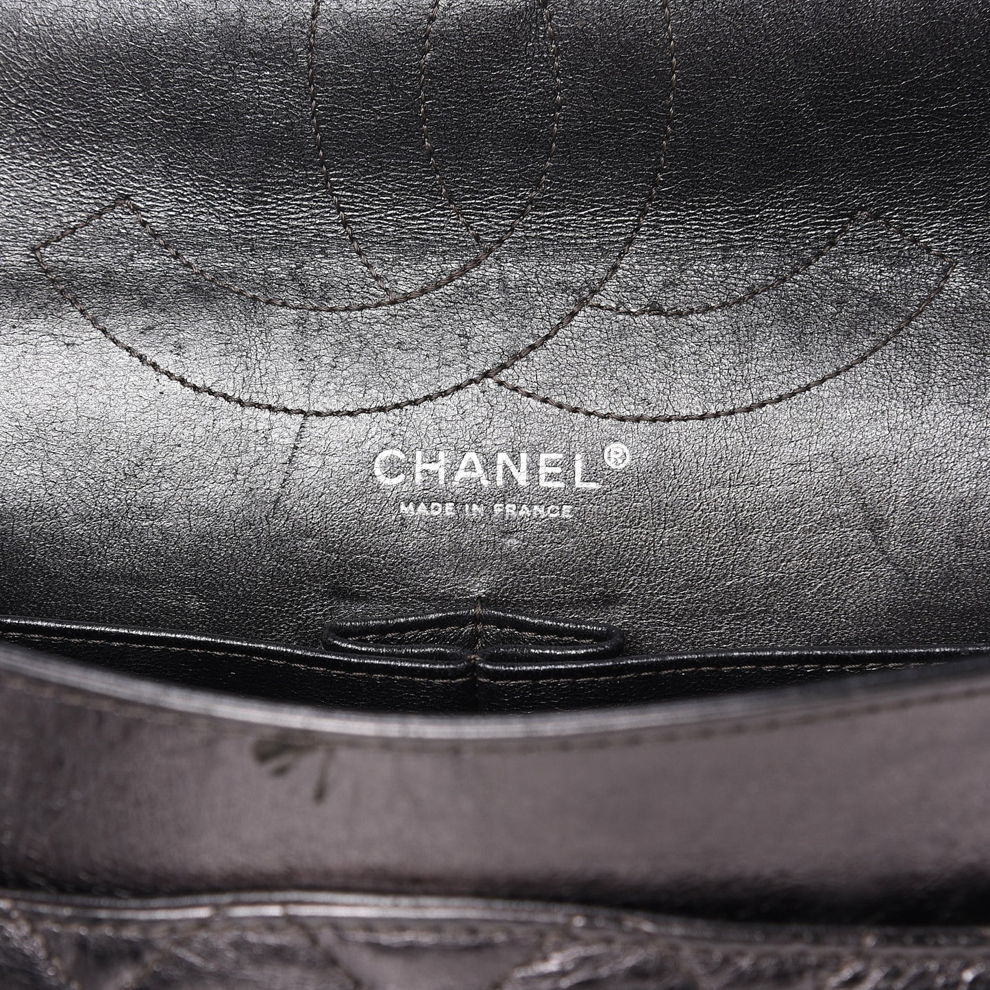 Metallic Aged Calfskin Quilted 2.55 Reissue 227 Flap Dark Silver