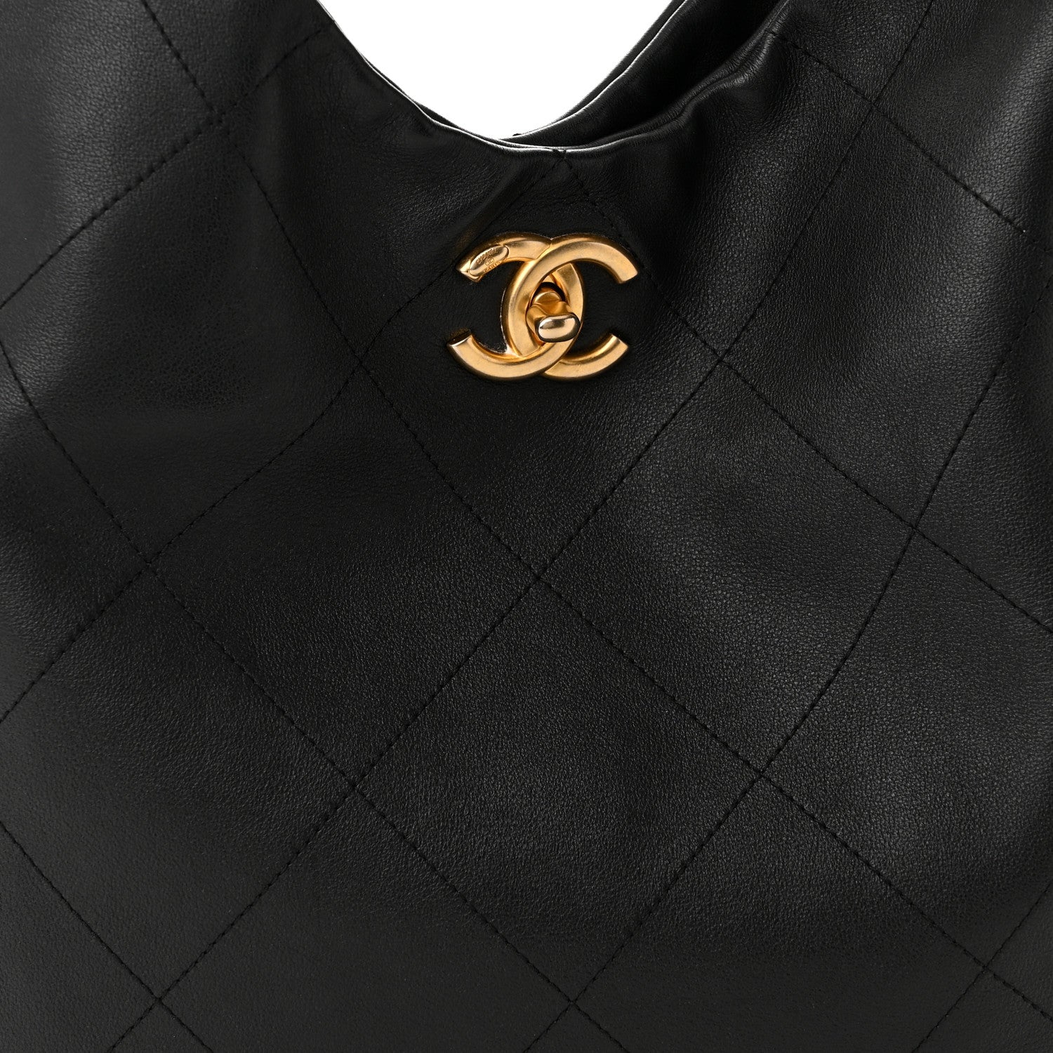 Chanel Calfskin Stitched Curved Chain Hobo Black 8 of 10