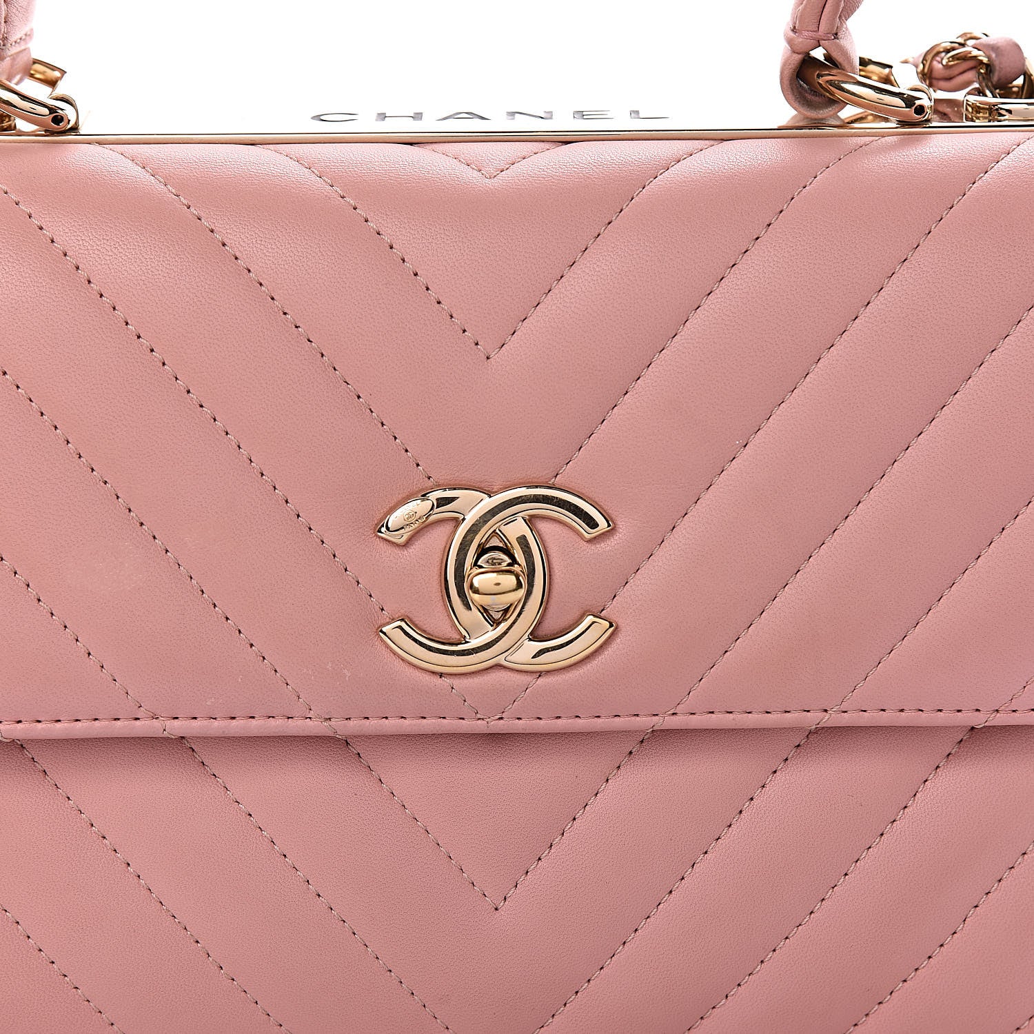 Chanel Lambskin Chevron Quilted Small Trendy CC Dual Handle Flap Bag Pink 10 of 12