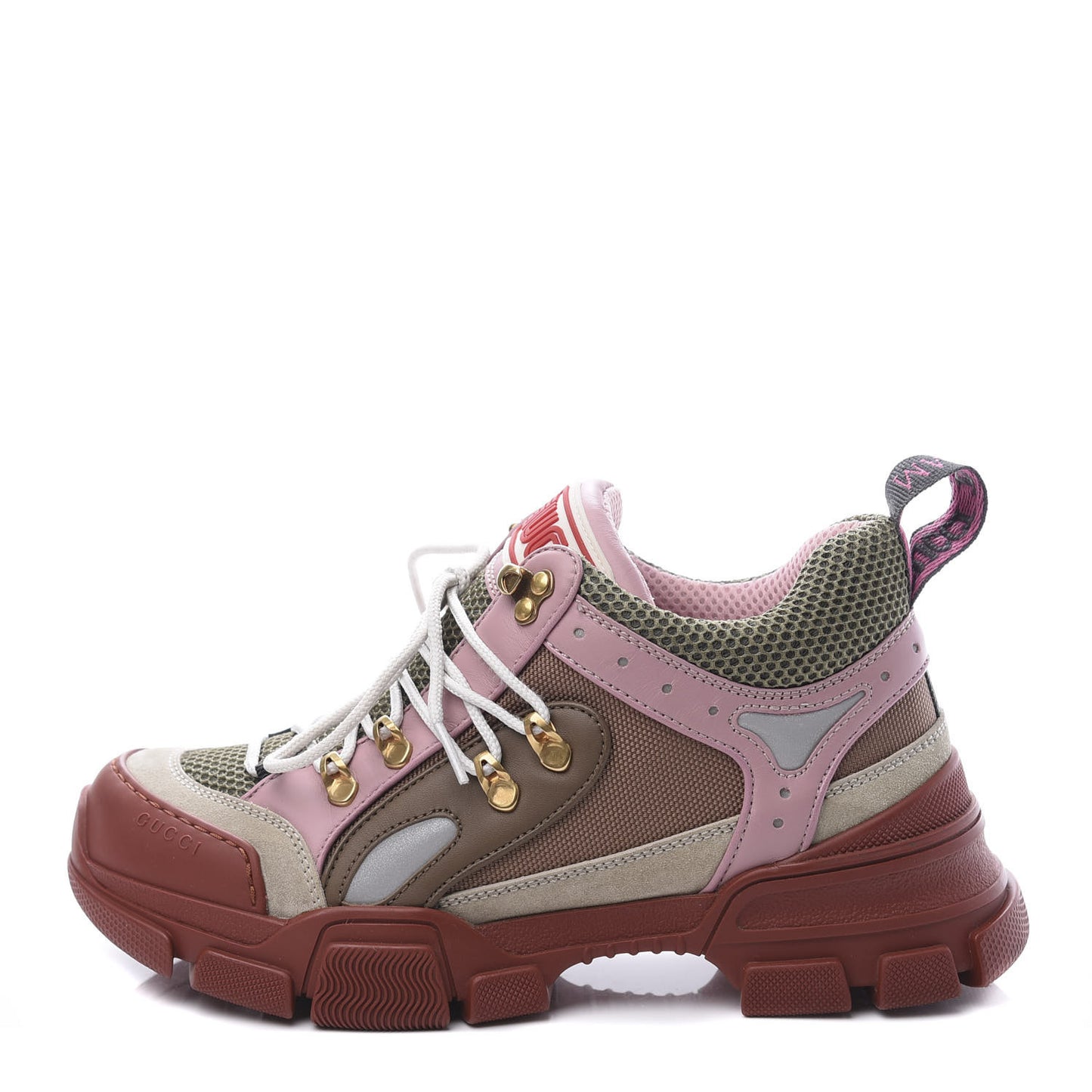 X SEGA Mesh Canvas Calfskin Womens Flashtrek Sneakers 39 Military Oatmeal Carmine Rose Ardesia