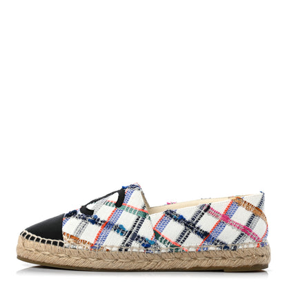 Chanel Tweed Grosgrain CC Espadrilles 39 White Blue Pink Green Black 1 of 11