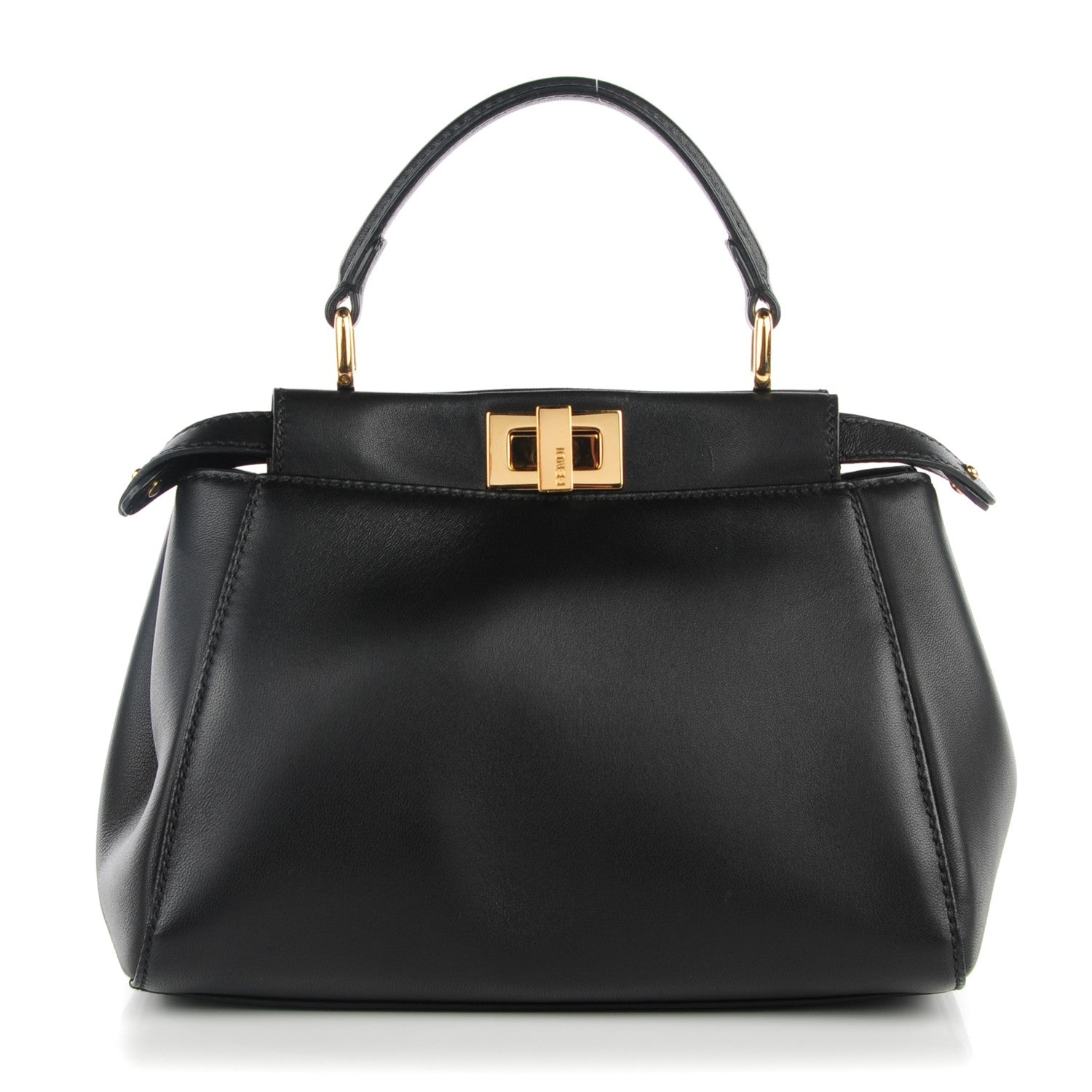 Fendi Nappa Mini Peekaboo Iconic Satchel Black 1 of 10