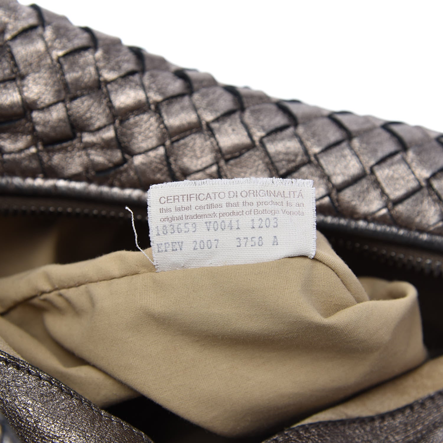 Bottega Veneta Metallic Grosgrain Intrecciato Pyramid Hobo Pewter 9 of 10