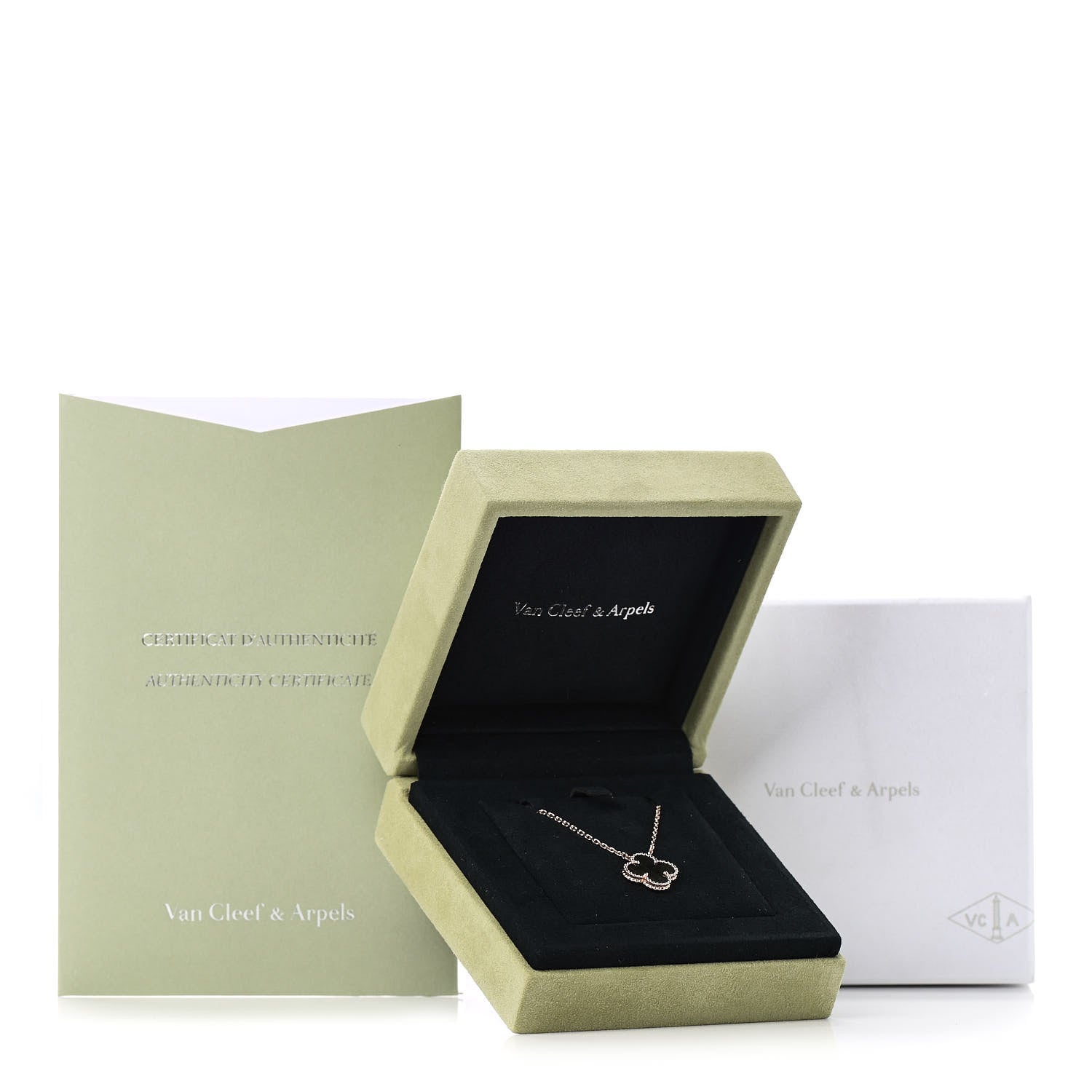 Van Cleef & Arpels 18K Rose Gold Gray Mother of Pearl Vintage Alhambra Pendant Necklace 7 of 7