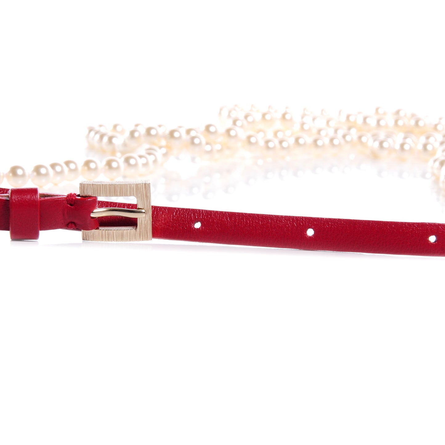 Pearl and Leather CC Double Wrap Belt Red