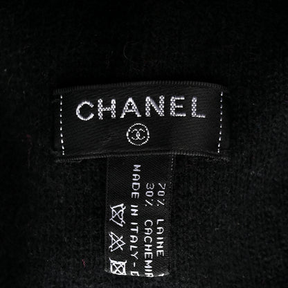 Chanel Cashmere Logo Beanie Hat Black Fuchsia 5 of 5