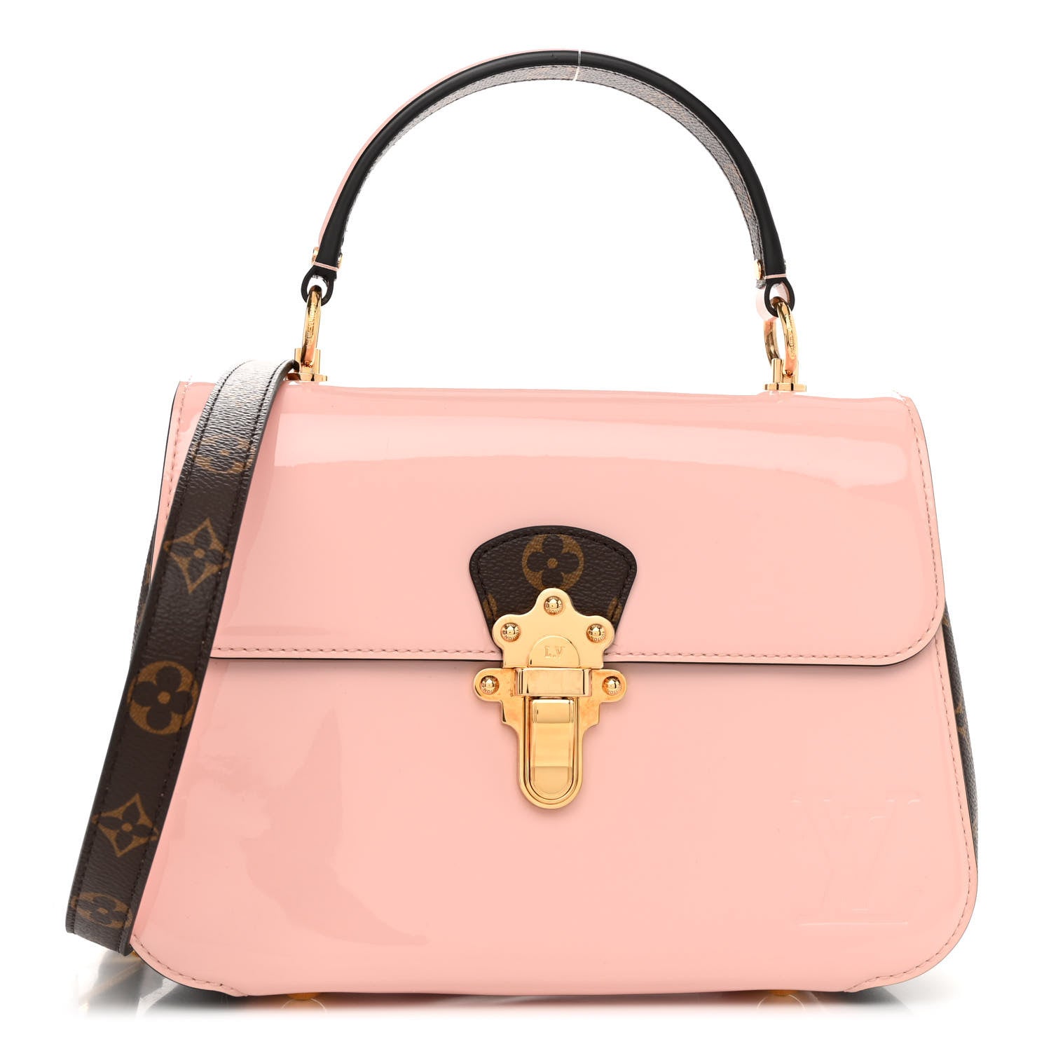 Louis Vuitton Patent Calfskin Monogram Cherrywood PM Rose Ballerine 1 of 8