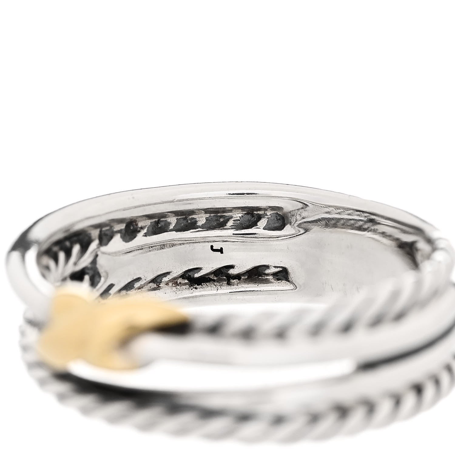 David Yurman Sterling Silver 18K Yellow Gold 6mm X Crossover Ring 51 5.75 5 of 5