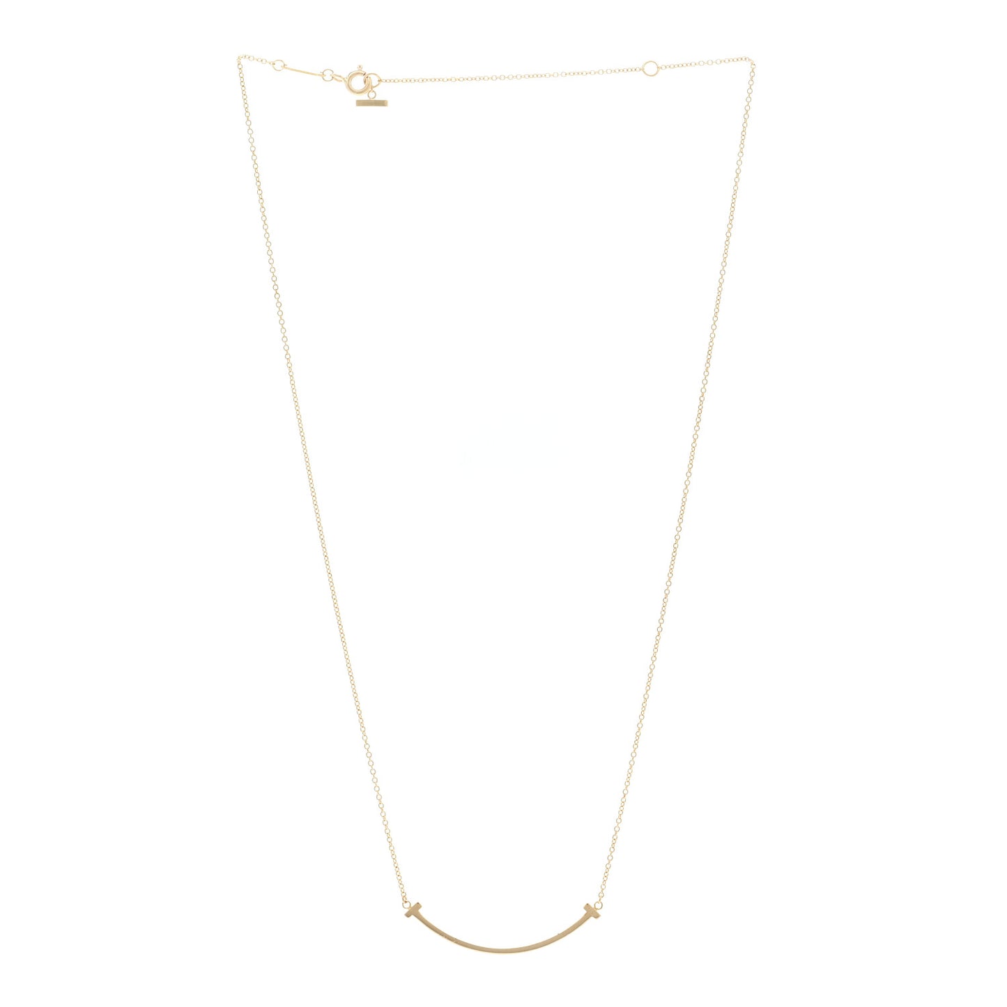 18K Yellow Gold Small T Smile Pendant Necklace