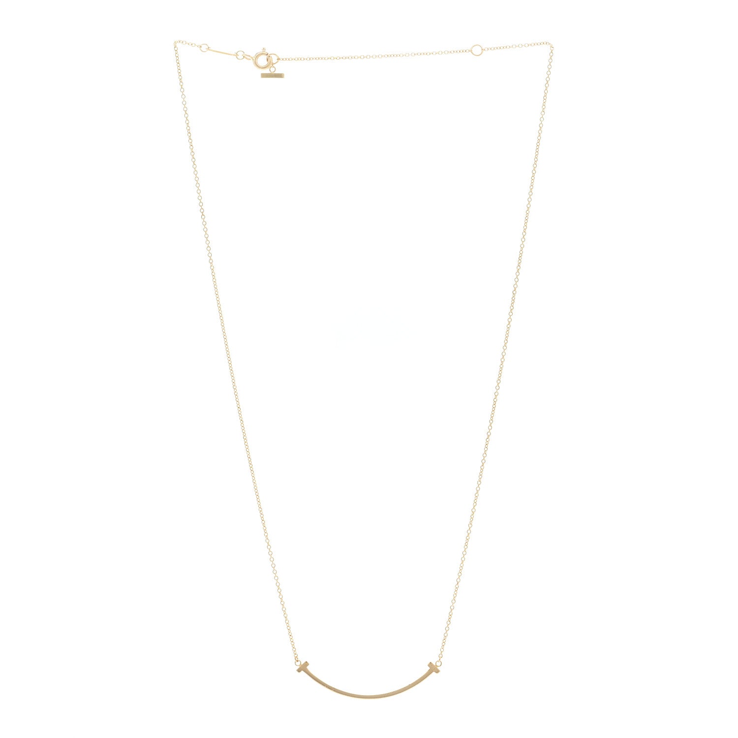Tiffany 18K Yellow Gold Small T Smile Pendant Necklace 3 of 4