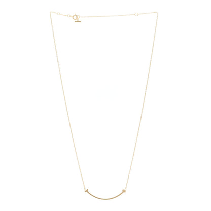 Tiffany 18K Yellow Gold Small T Smile Pendant Necklace 3 of 4