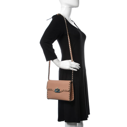 Valentino Garavani Pebbled Calfskin Medium Rockstud Flip Lock Crossbody Bag Skin Sorbet 2 of 9