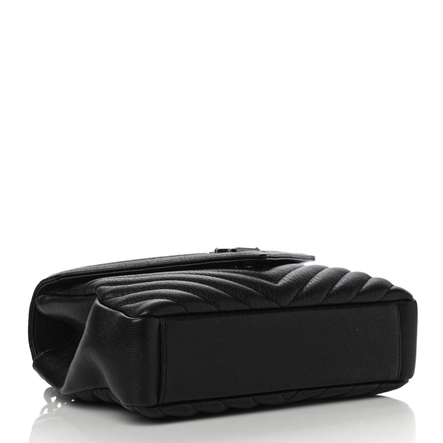 Saint Laurent Sheepskin Matelasse Chevron Monogram Medium College Bag Black 3 of 12