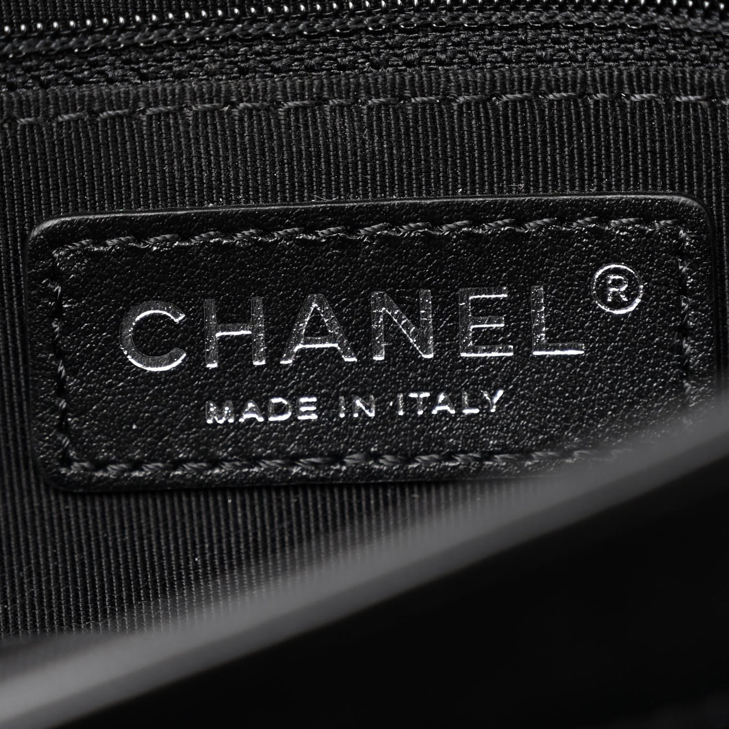 Calfskin Studded Chevron Quilted Flap Black